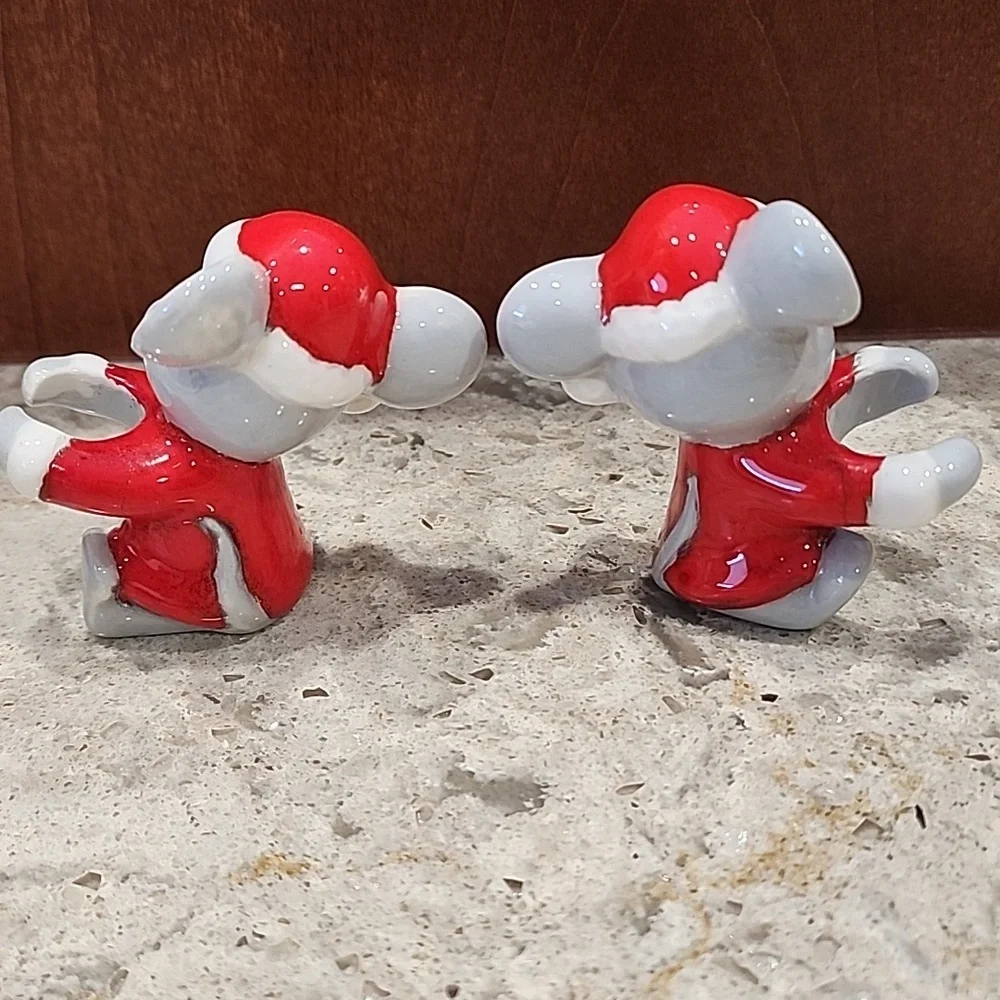 Vintage Ceramic Christmas Mice Mouse Candle Stick Hugger Climber Santa Holiday